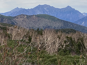 槍ヶ岳・穂高連峰を望む